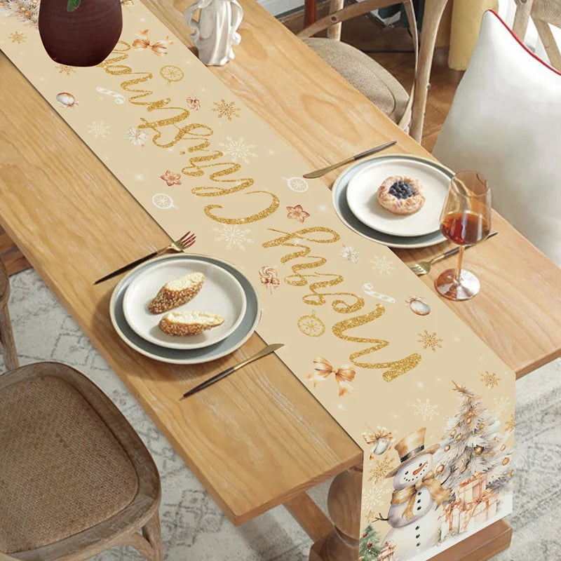 Christmas Table Runner Merry Christmas Decoration for Home Xmas Party Decor 2025 Navidad Notal Noel Ornament Happy New Year 2026