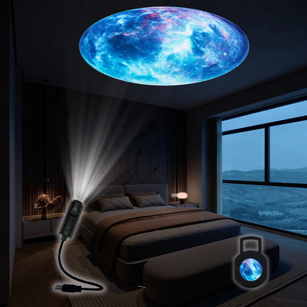 Fantasy planet projector, starry night light, enjoy the starry sky atmosphere at any time, wall decoration atmosphere light