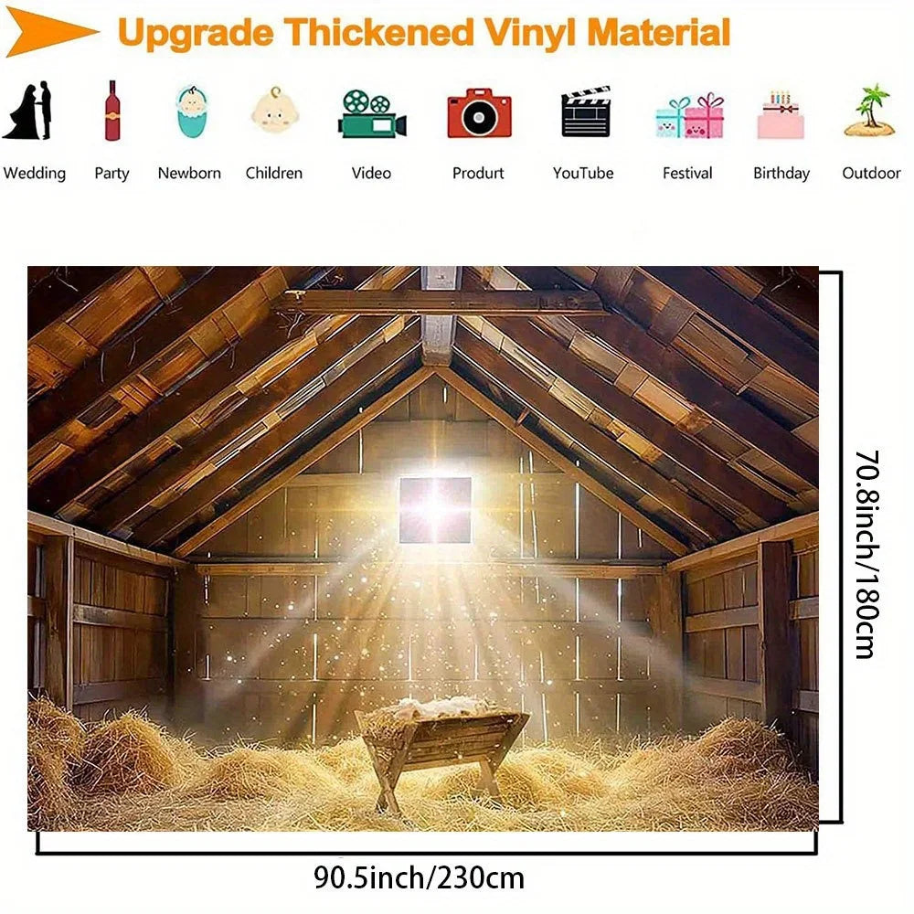 A Christmas manger scene background cloth, a photography prop for the Nativity of Jesus, and a biBible theme party decoration