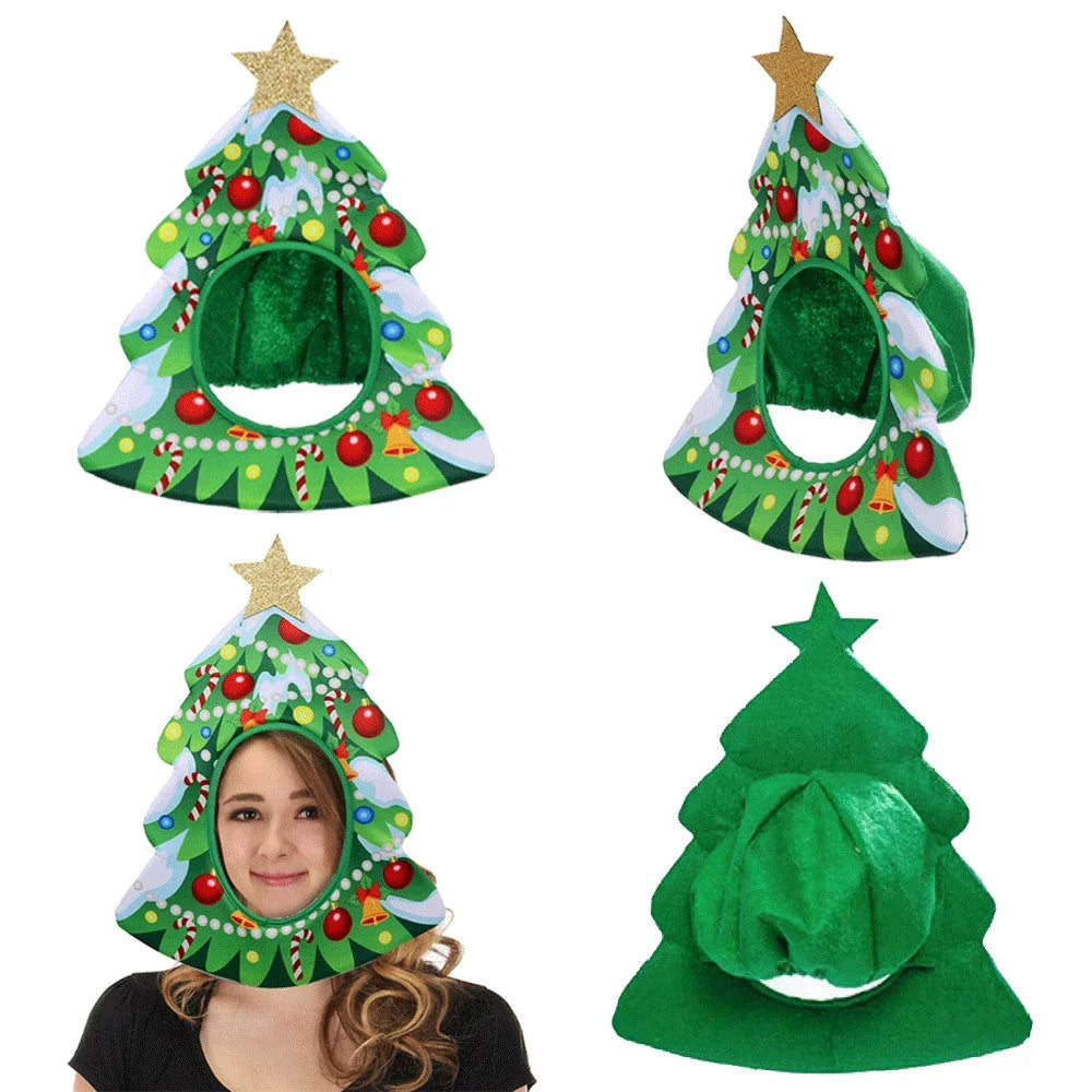 Christmas Funny Hat Novelty Christmas Tree Chips Gift Shaped Mask Cap Headgear Xmas Party Prop New Year Navidad Decoration Favor