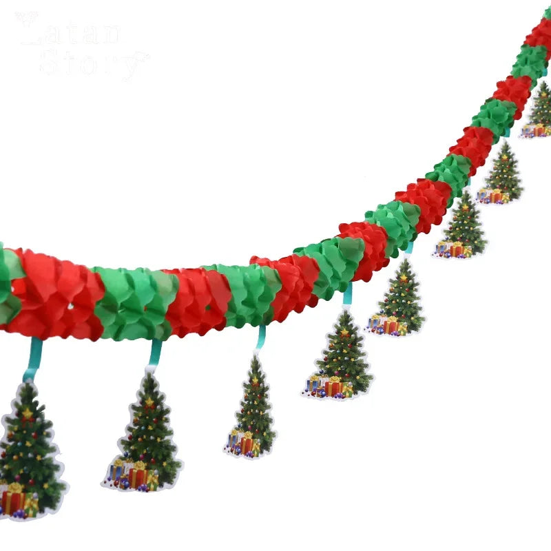 Christmas Party Decoration Santa Claus Banner Festive Decor Christmas Tree Pendants Drop Ornaments Ceiling Layout Craft Supplies