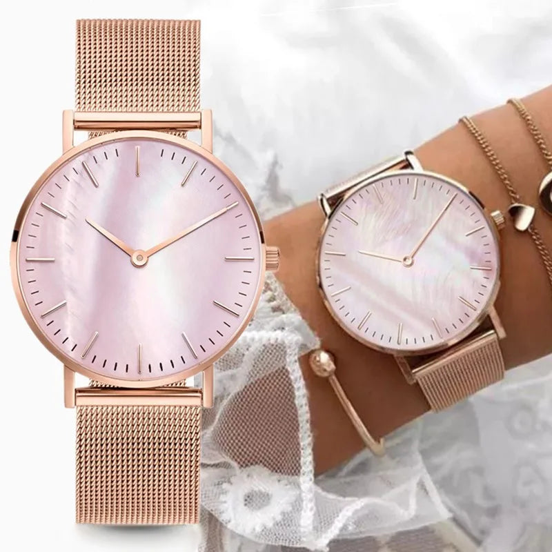 Women Watches Fashion Luxury Alloy Quartz Watches for Woman Metal Mesh Strap Simple Ladies Watch Female Clock montre femme