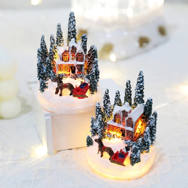 Christmas Decorations  LED Night Lights Luminous Micro Landscape House Children's Creative Gift Christmas New Year Ornaments
