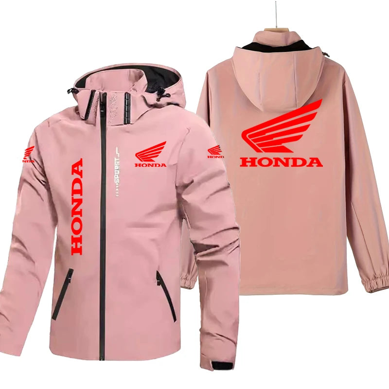 Honda Motorcycle Jacket Men's Hooded Windproof And Waterproof Coat With Detachable Hood And Zipper Shirt, Large Size Riding Suit