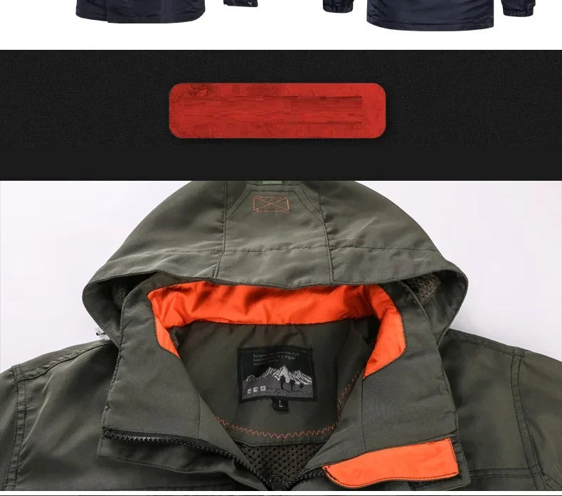 Men Cargo Hooded Casual Military Jacket Men Fashion Windproof Bomber Mens Jacket New Winter Windbreaker Pilot Coat Men Clothing