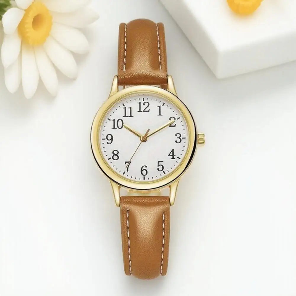 Women's Quartz Watch Simple Dial PU Leather Strap Elegant Timepiece for Daily Casual and Business Wear
