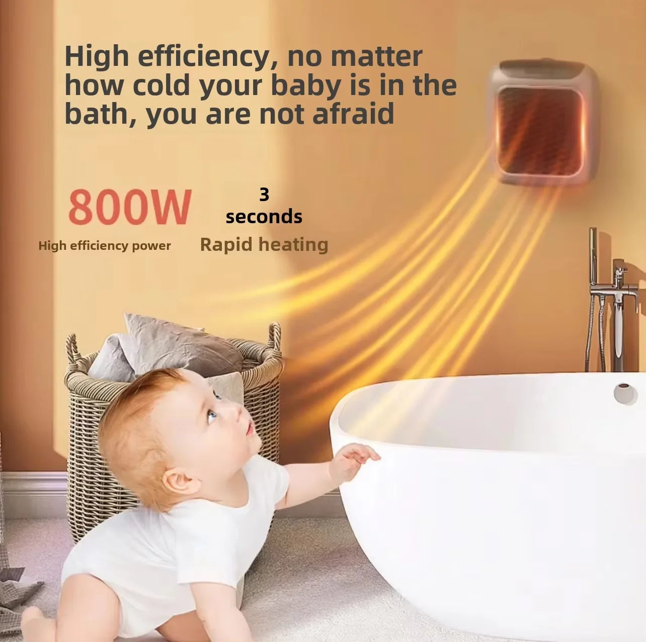 2025 New 800W Mini Electric Heater | Wall Mounted & Portable | Remote Control 3S Fast Heating | Household Office Heating Fan