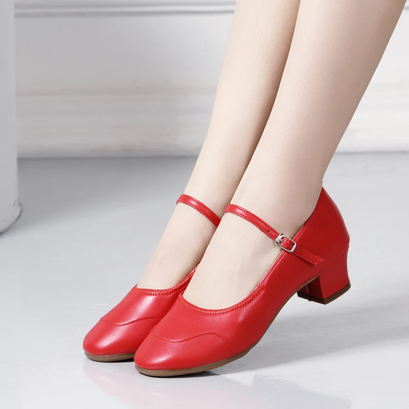 Dance Shoes for Woman Girls Ladies Latin Ballroom Modern Salsa Practise Dancing Shoes Closed Toe Square Dance Soft Rubber Sole