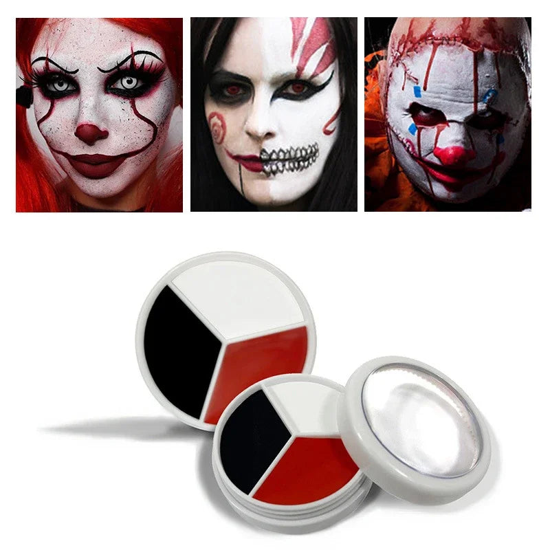 Halloween Makeup Palette Face Body Paint Makeup Wheel White Black Red Waterproof Zombie Skeleton Cosplay Makeup Face Painting