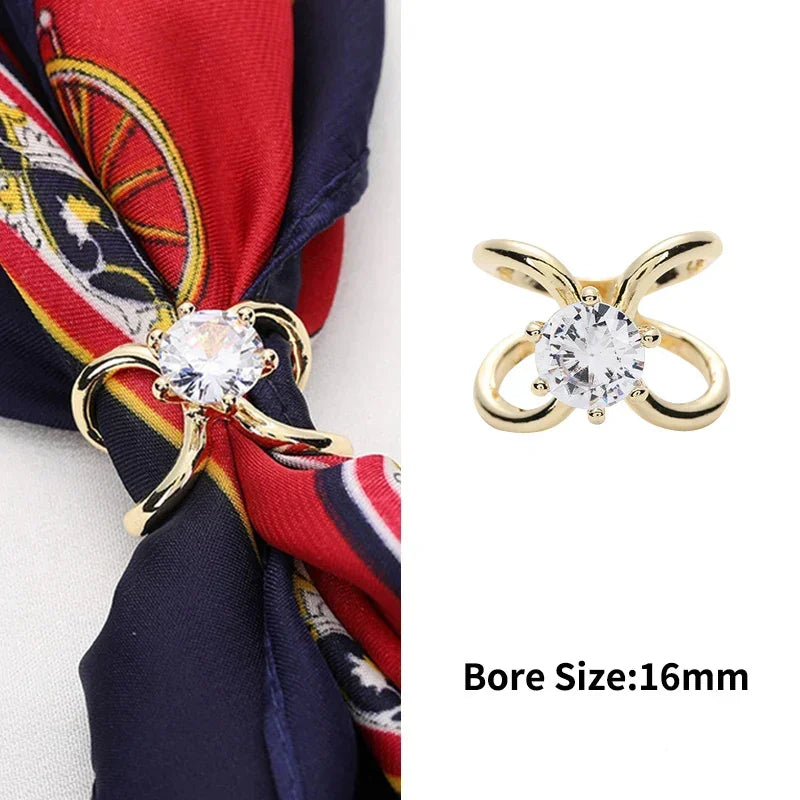 Accessories Gifts Concise Fashion X Shape Metal Brooches for Women Simple Cross Crystal Scarf Clip Bow Buckle Holder Shawls
