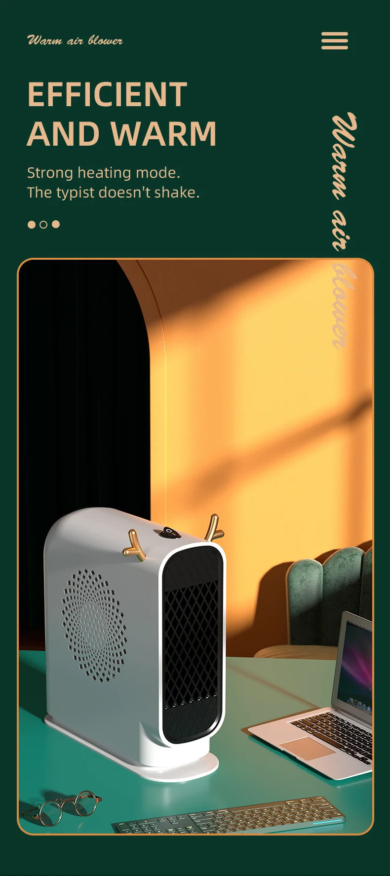 Mini Electric Heater Portable Desktop Low Consumption Warm Heating Fans for Home Office Hand Foot Warmer Heater for Winter 500W