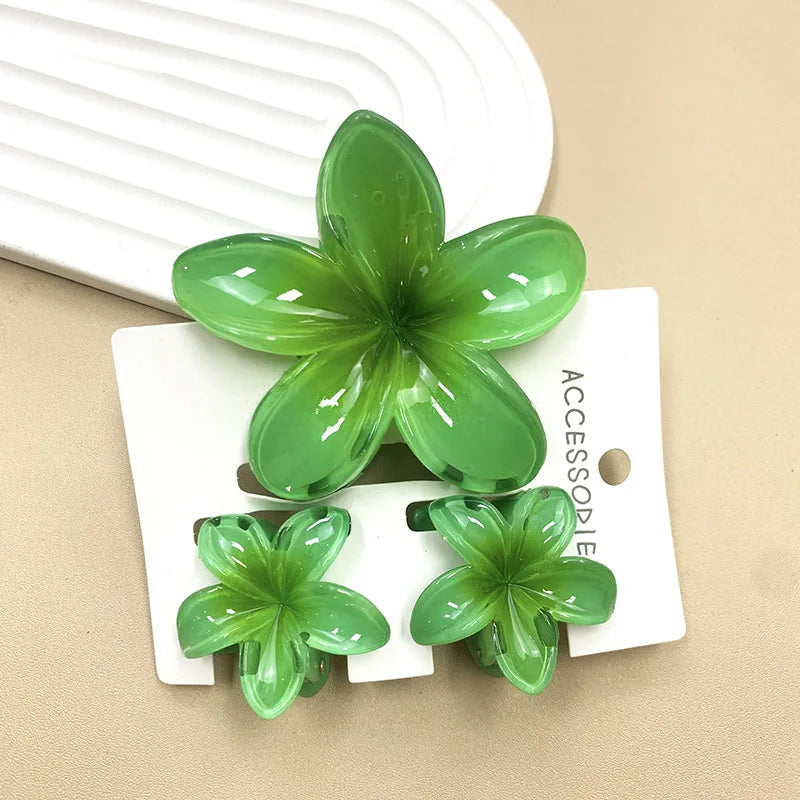 3Pcs/Set Sweet Flower Colroful Gradient Hair Claws Ponytail Cip Clamp Barrettes Hairpins For Women Girl Beach Hair Accessories