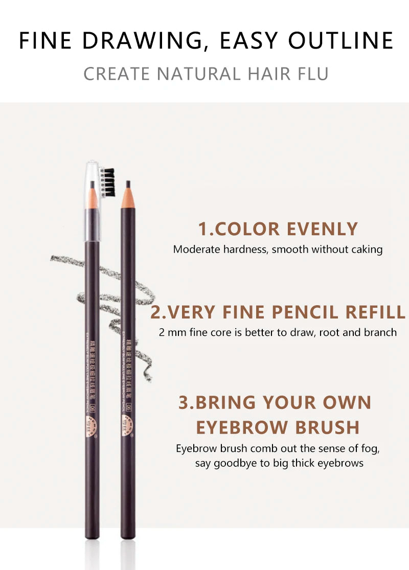 1PC Eyebrow Pencil Tattoo Waterproof Eye Brow Pencil Tint Makeup Cosmetics 6 Colors Microblading Long Lasting Eyebrow Pen