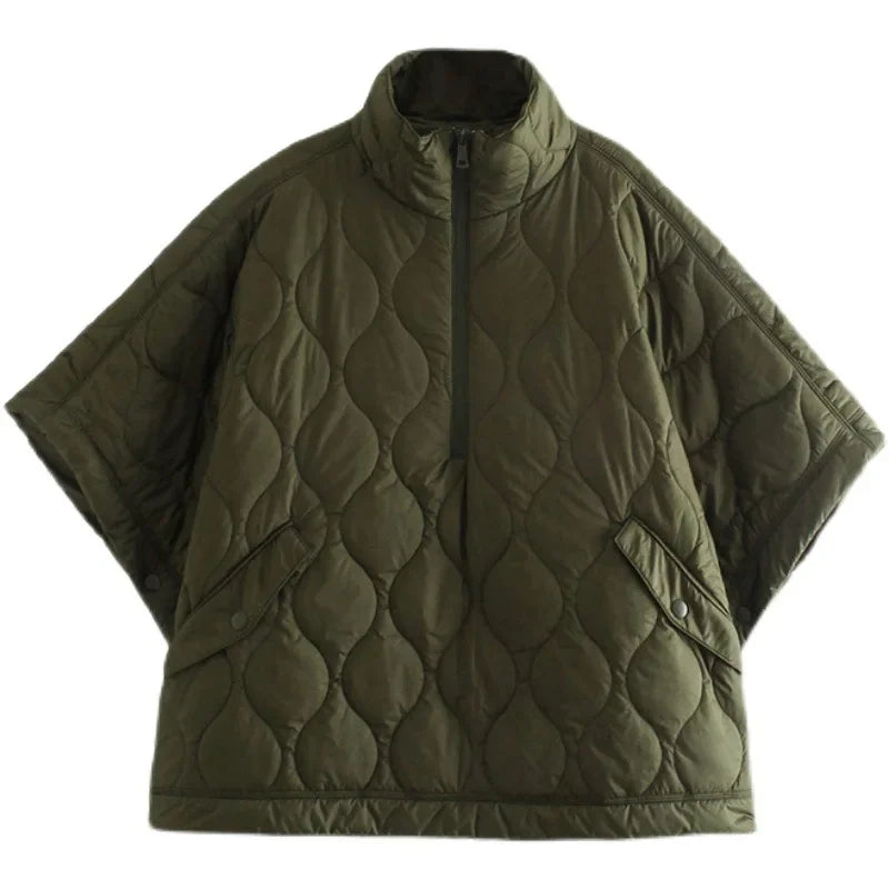 Womens  Coat Cotton-padded Zipper Cloak Warm Jacket Winter