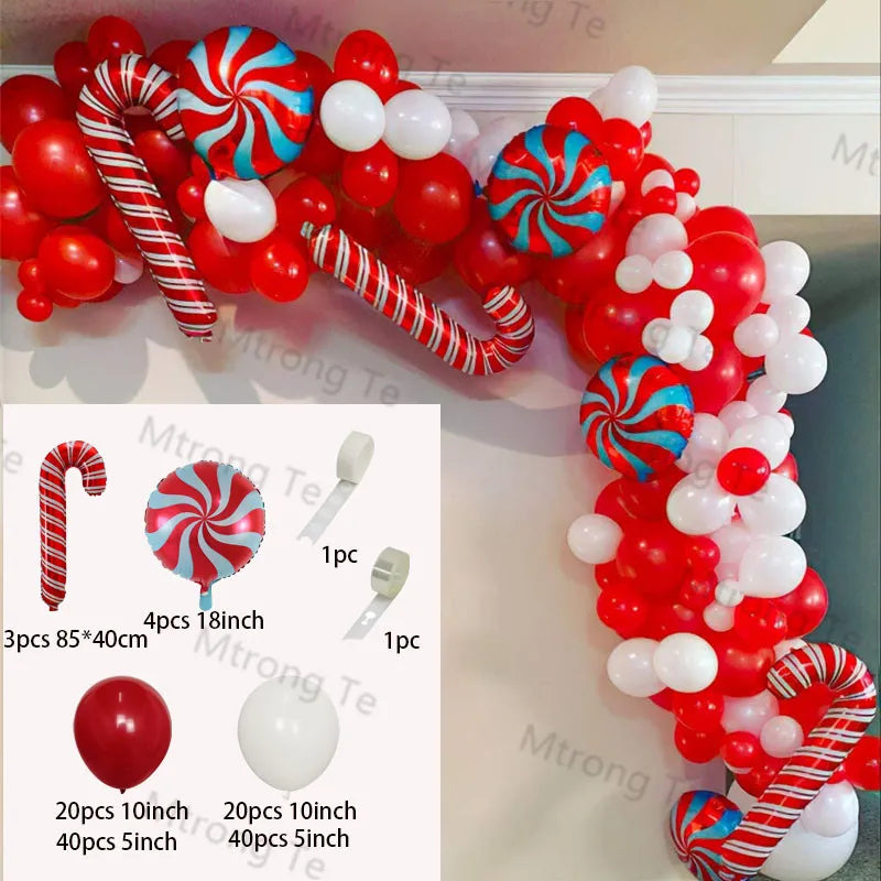 Christmas Decoration 2023 Balloon Red Green Arch Garland Kits Candy Balloons Santa Claus Merry Christmas Party New Year Decor