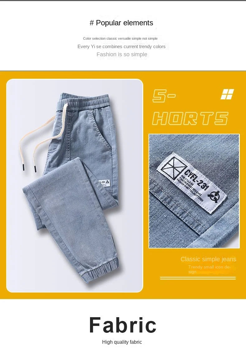 Men's Jeans Korean Fashion Loose Spring Autumn 2022 New Style Tied Leg Track Men's Casual Workwear Harem Streetwear Pants Men