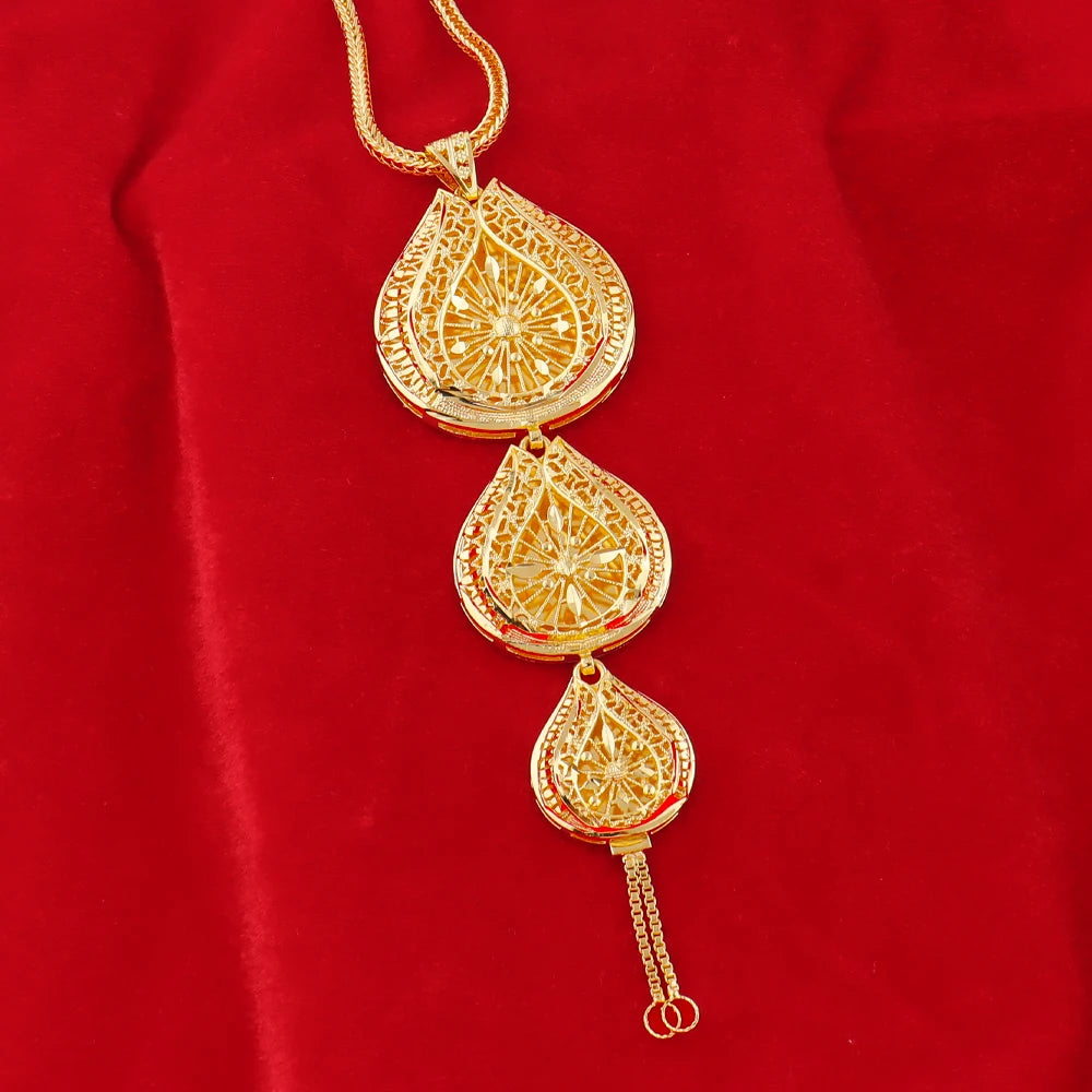 Luxury Indian Jewellery Earrings Necklace Jewelry Set for Women Dubai Gold Color African Earring Jewelry Gift for Party Wedding