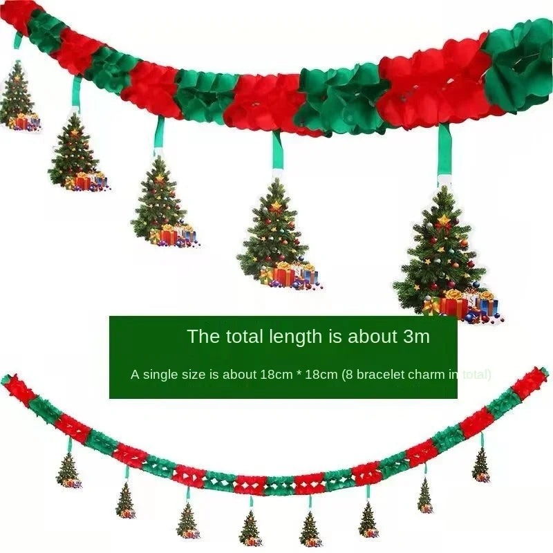 Christmas Party Decoration Santa Claus Banner Festive Decor Christmas Tree Pendants Drop Ornaments Ceiling Layout Craft Supplies