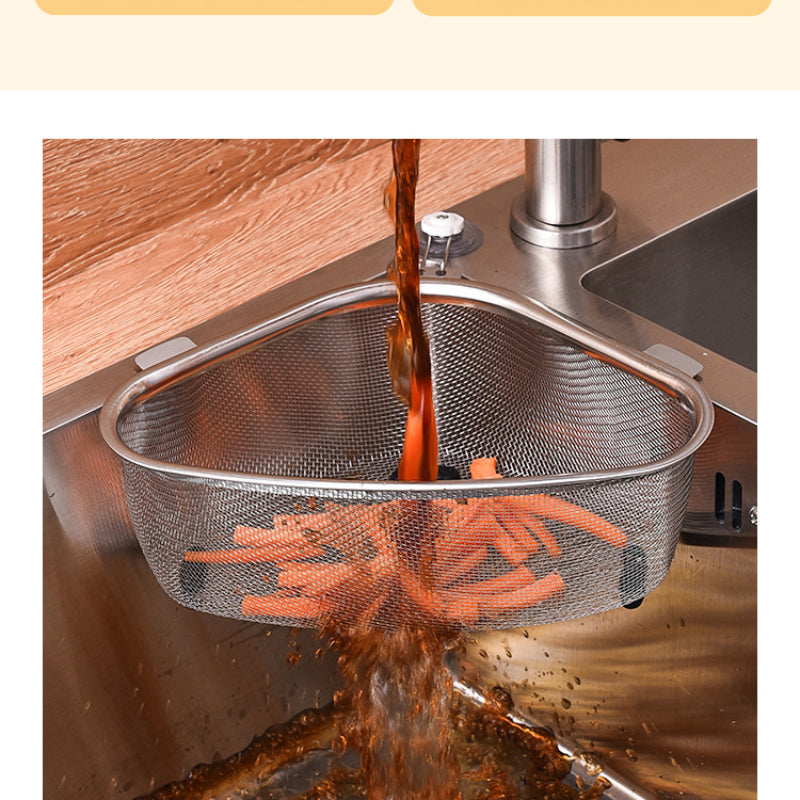 Kitchen Sink Drain Basket Stainless Steel Triangle Food Vegetables Peel Egg Filter Storage Organizer Kitchen Shelf Rack Drainier