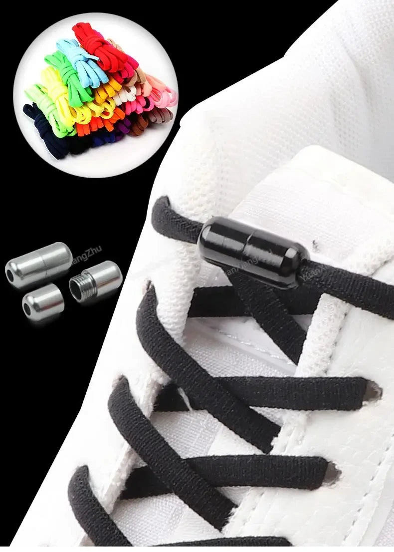 No Tie Shoelaces Semicircle Elastic Shoe Laces For Kids and Adult Sneakers Shoelace Quick Lazy Metal Lock Laces Shoe Strings