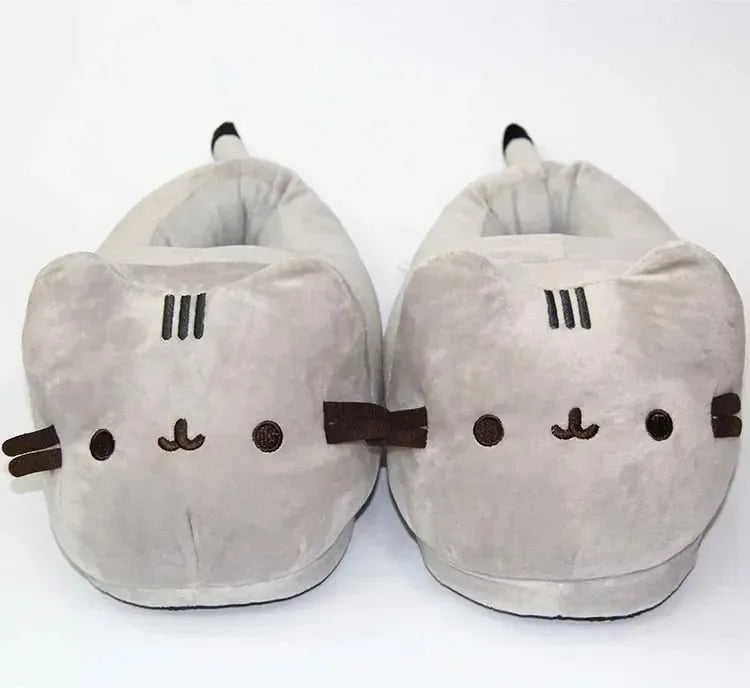 Winter Warm Package Heel Kawaii Slippers Funny Cotton Cute Cat Home Shoes Non-slip Cartoon Couple Student Slippers Domestic