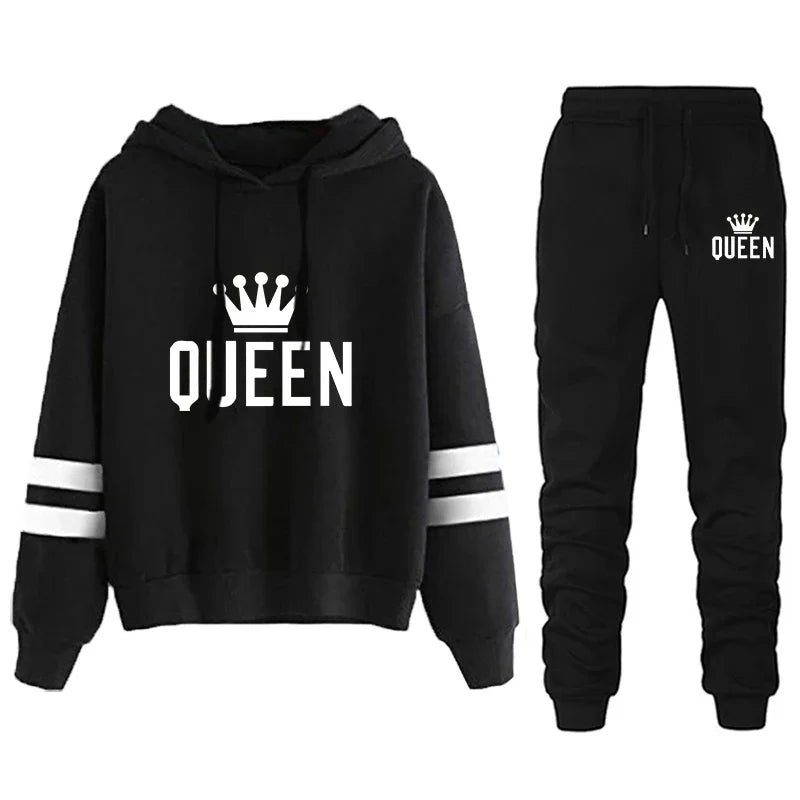 Women Sports Suit Stripe Autumn Winter 2025 Two Piece Set for Women Loose and Comfortable Casual Hoodie Daily Jogging Tracksuit