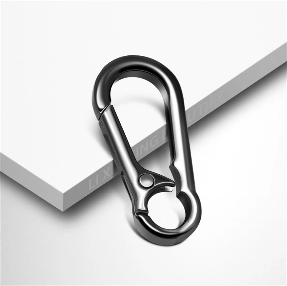 Men's Business Keychain Hook Stainless Steel Buckle Outdoor Carabiner Climbing Tool Double Ring Fishing Key Ring Car Accessories