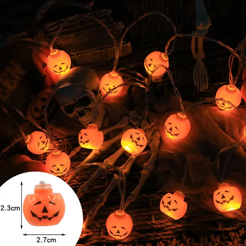 Halloween Decoration String Pumpkin Skull Head Eyeball Shaped Lamp String Trick Or Treat Lantern Horror Halloween Day Led Light
