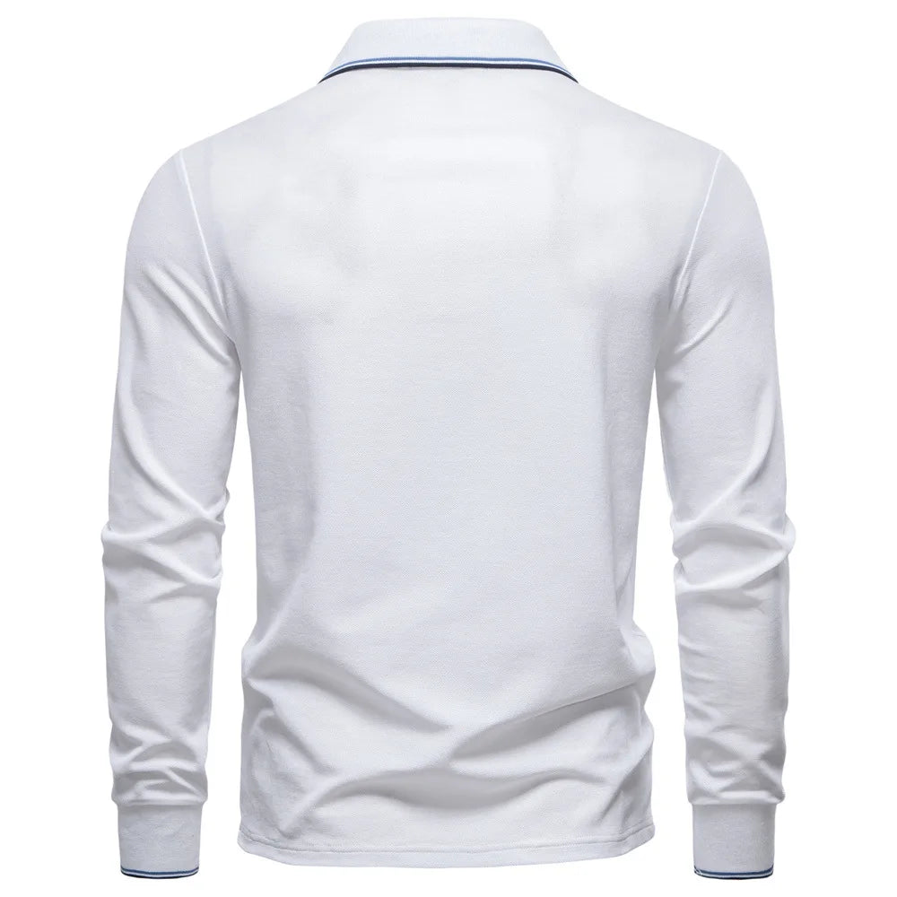 2025 New Men's Polo Shirts for Men Cotton Solid Color Long Sleeve Lapel Polo Desinger High Quality Male T-Shirt Dropshipping