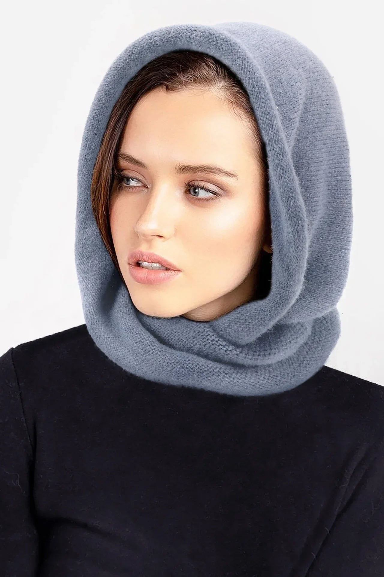 New Winter Balaclava Hat Scarf Combo Women's Fashion Knitted Cap Wrap-around Cashmere Skullies & Beanies