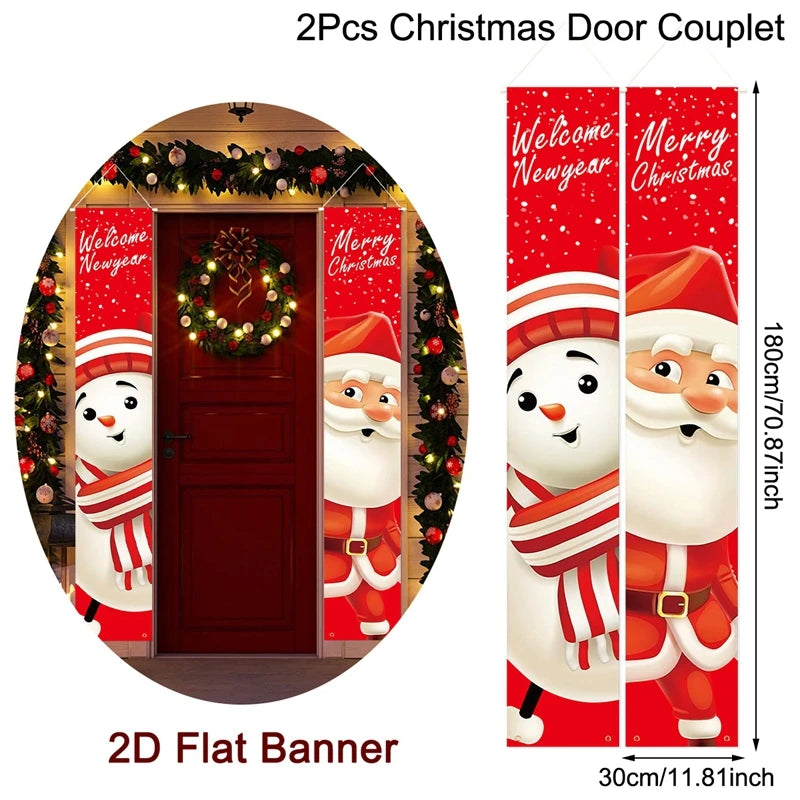 Christmas Door Decoration 2025 Merry Christmas Banner Decor for Home Hanging Xmas Ornament Navidad Happy New Year Gift 2026