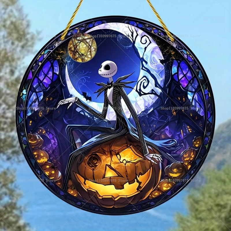 The Nightmare Before Christmas Jack Skellington Sun Catcher 2D Flat Acrylic Hanging Sign for Home Garden Wall Decor Kids Gift