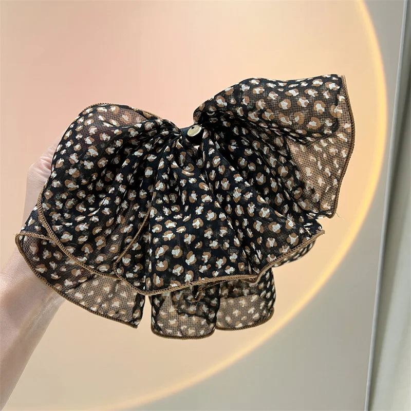 Women Fashion Hairpins cloth Ribbon Bowknot Hair Clips Elegant Girl Printed Floral Ponytail Hair Clip Headwear Hair Accessories