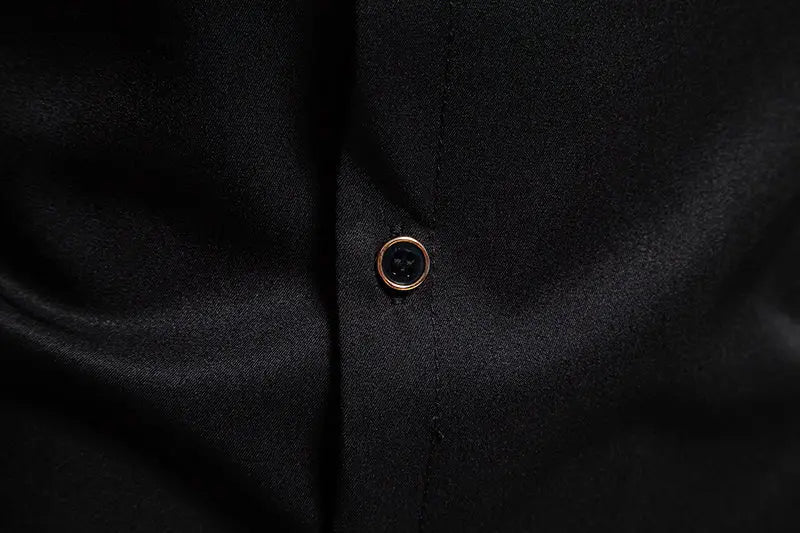 Mens Dress Shirts Vintage Personality Irregular Crop Long Sleeve Business Stand Collar Shirt Men Camisas Streetwear Blusas Tops