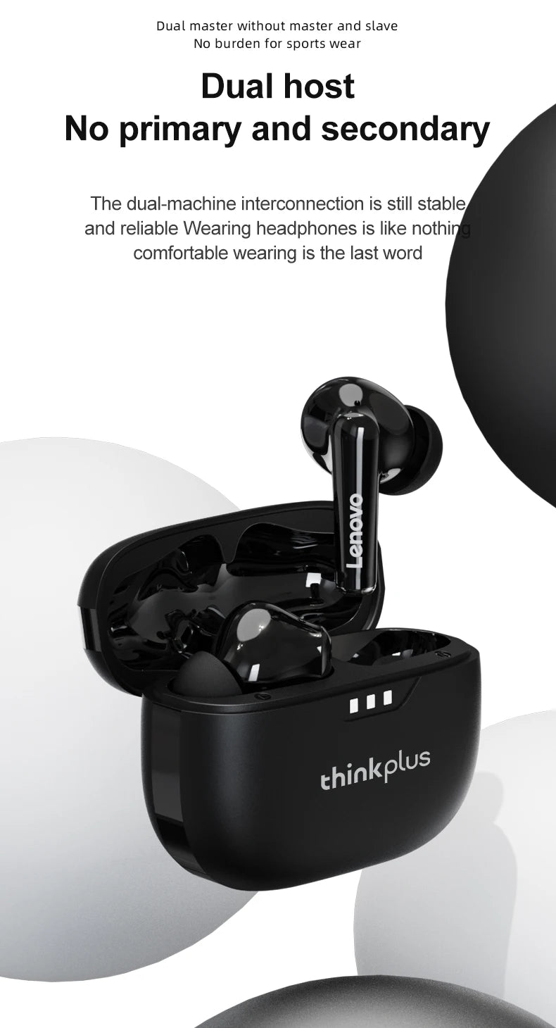 100% Original Lenovo Headphones Wireless Bluetooth 5.2 Earbuds HiFi Stereo Noise Reduction Headphones Touch Control 250mAH New