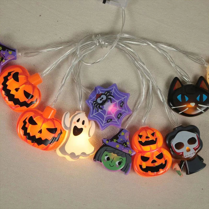 2024Halloween Decoration1.5M 10LED String Lights Pumpkin Ghost Spider Hanging Lamp Home Decoration Happy Halloween Party Supplie