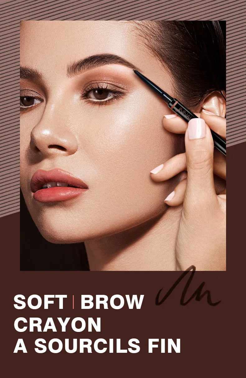 Langmanni Double headed Rotable Eyebrow Pen with a 1.5mm diameter Fine refill Waterproof Wild Eyebrow Pen and Eyebrow Brush