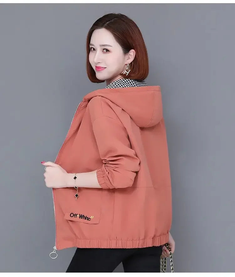 Women'S Clothes Spring Autumn Jacket Top 2025 New Women Windbreaker Korean Loose Casual Hooded Jacket Ladies All-Match Coat