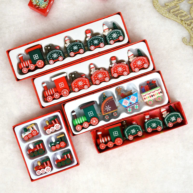 Christmas Decorations 2025 Christmas Wooden Train Xmas Tree Ornament Navidad Noel Home Decor New Year's Eve Decorations Kid Gift