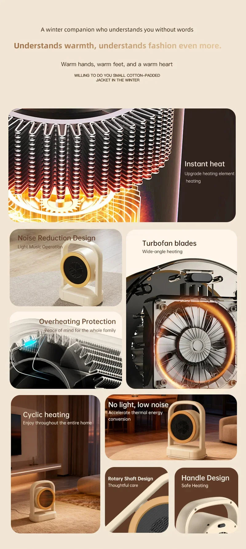 Xiaomi Mini Electric Heater Fast Heating Portable Warmer Energy Saving Heater Power Failure Protection For Office Bedroom Use