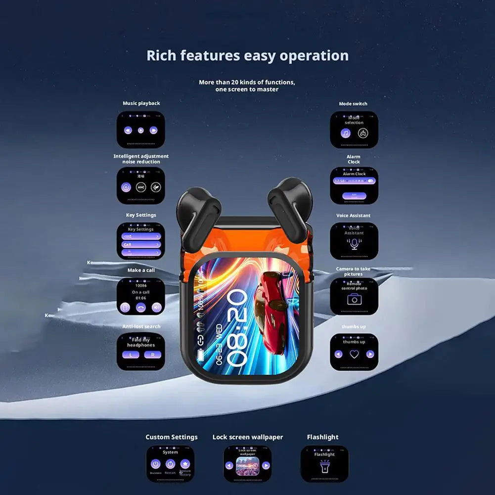 Wireless Bluetooth Earphones Sport Earbuds HiFi Stereo HD Mic Call Headphones LED Screen Headset 2025