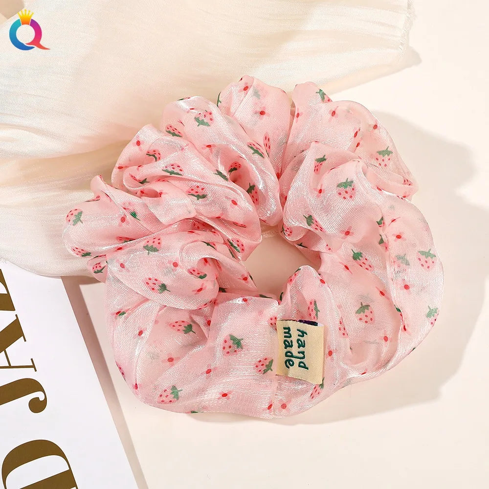 2023 New Large Chiffon Printed Scrunchie Women Girls Elastic Hair Rubber Bands Accessories Tie Hair Ring Rope Headdress Headwear