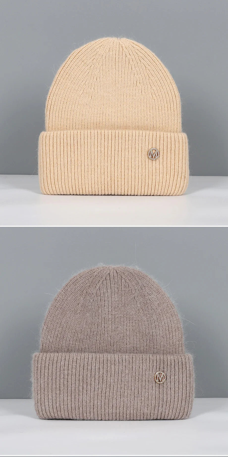 Winter Hats For Women Rabbit Fur Beanie Hat Woman Knitted Skullies Beanies Solid Wool Soft Autumn Winter Cashmere Caps Bonnet