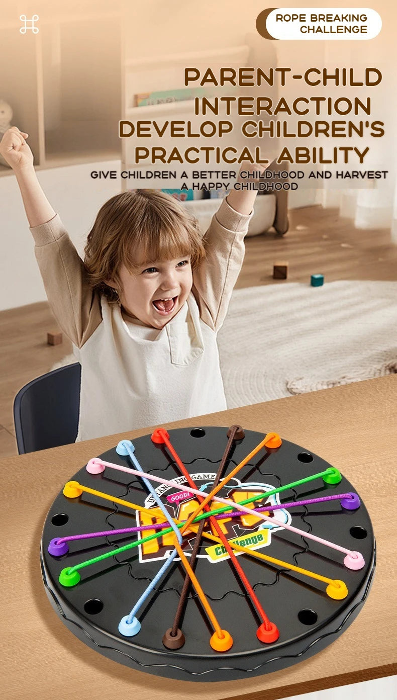Kid Rope Knots Puzzle Board Game Color Line Twisted Connected Ropes  Table Game Parent Child Interactive Toy Birthday Present