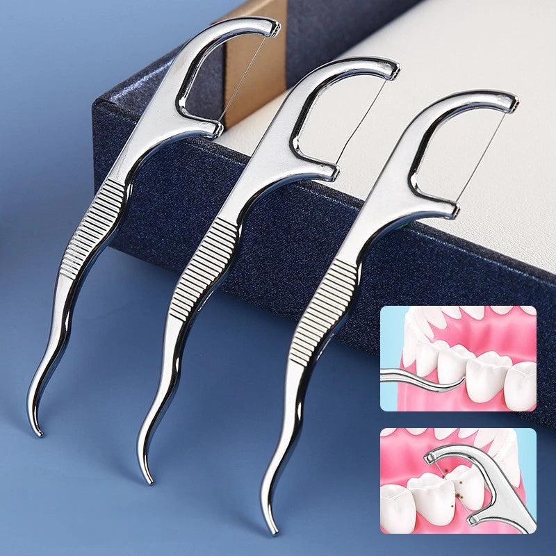 Stainless Steel Toothpick Set Tooth Flossing Reusable Toothpicks Portable Toothpick Floss Teeth Cleaner Oral Cleaning