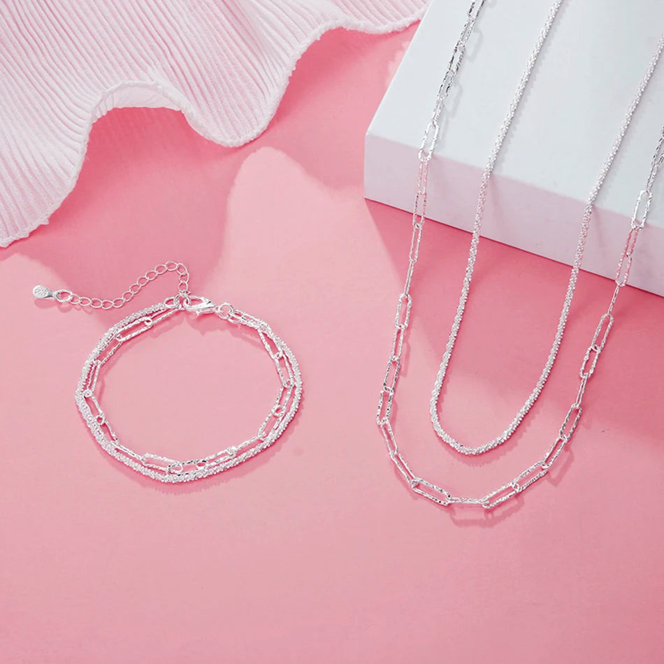 Original 925 Sterling silver Beautiful bracelets necklaces for women fashion designer party wedding Jewelry sets gifts