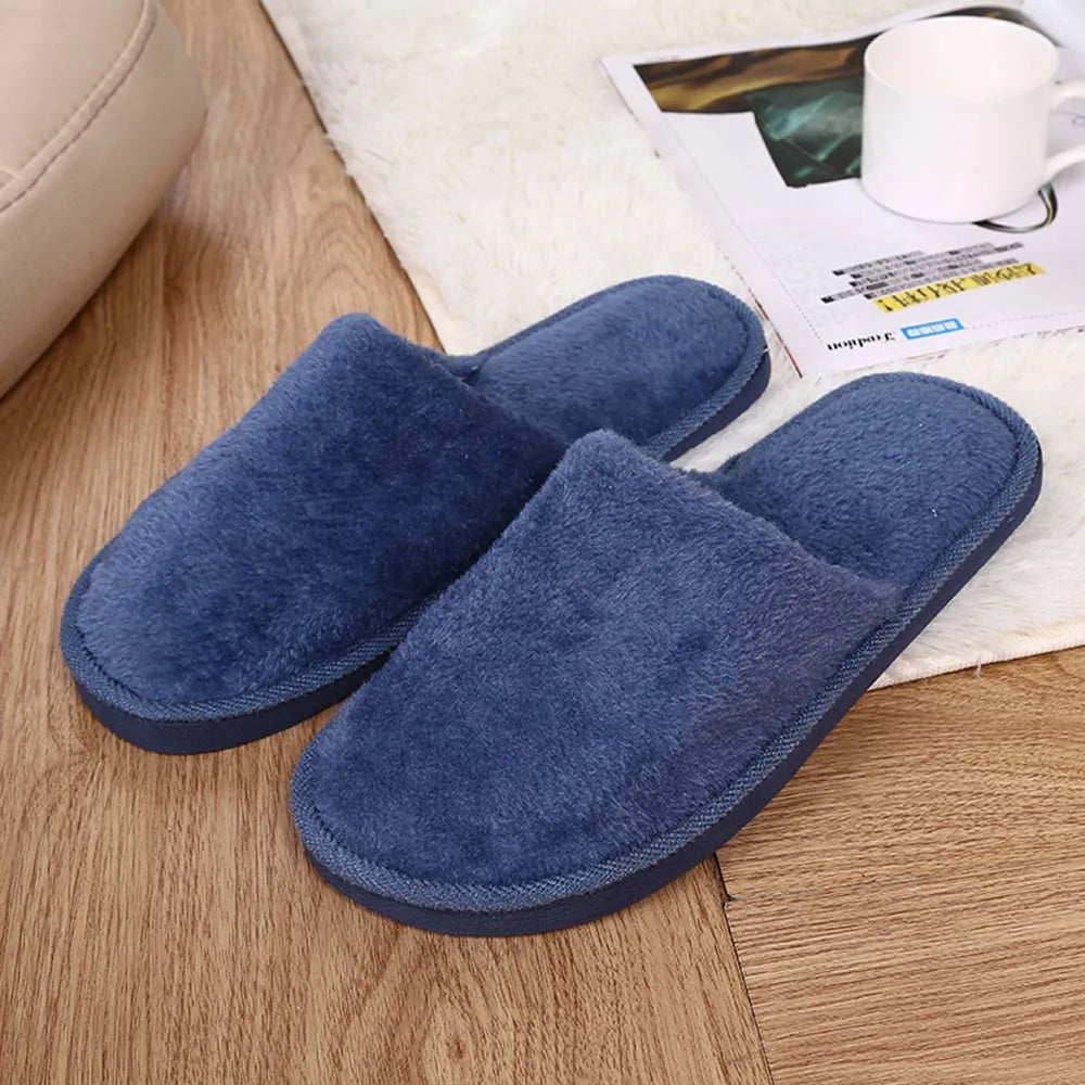 Winter Men Warm Slippers Home Simple Soft Slippers Indoors Comfortable Flat Heel shoes Anti-slip Floor Bedroom Shoes