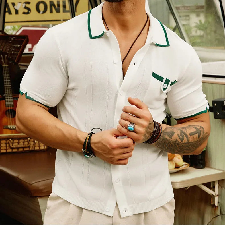 High-quality Knitted Shirts for Men, Business Casual Tops,Skin-friendly Soft  Breathable Shirts, Light Luxury Commuting Clothing