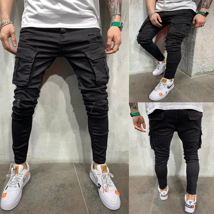 Mens Black Jeans Slim Fit Quality Gray Casual Male Jeans Pants Skinny Fit Men Pants Hip Hop Streetwear Cotton Denim Trousers