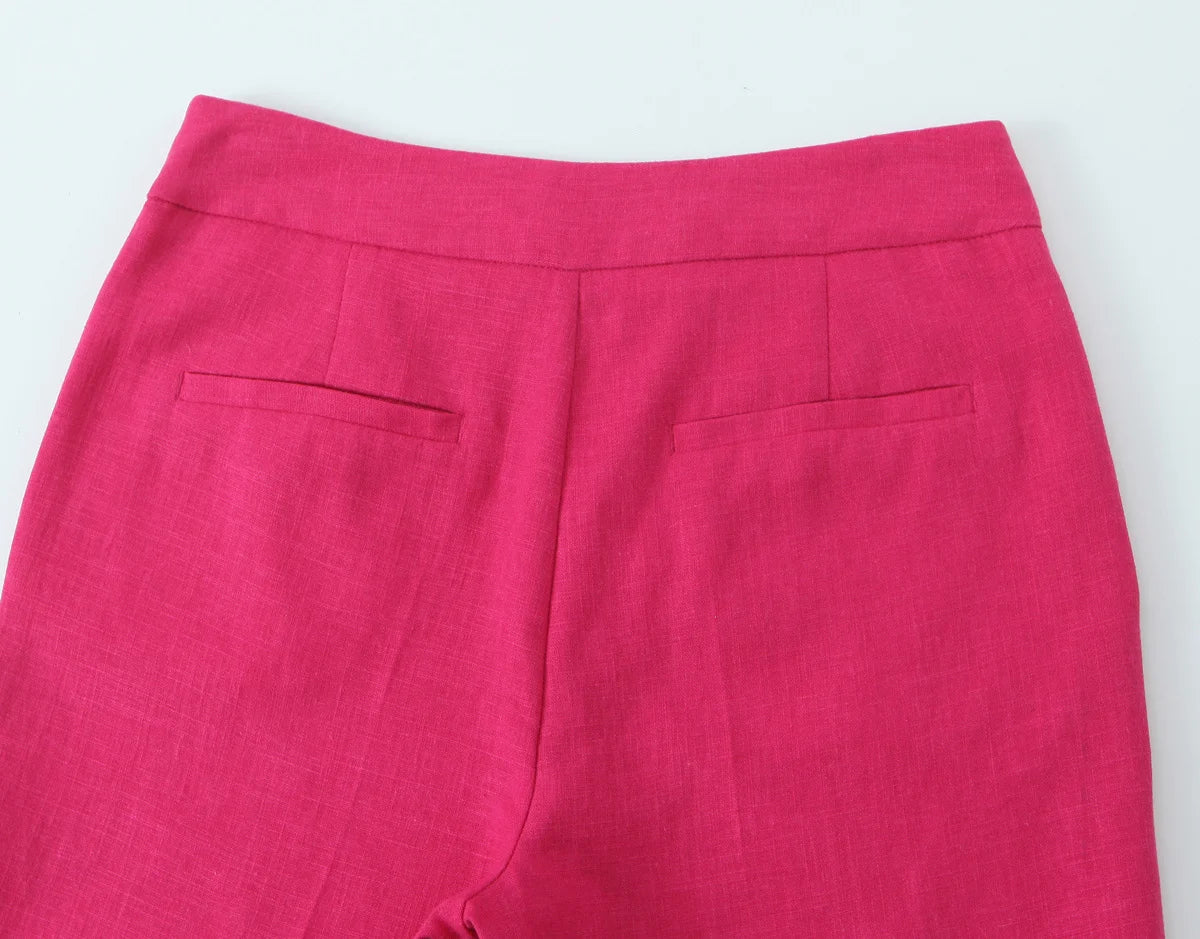 2025 Women's Autumn New Suit Jacket Round Neck Single Breasted Skirt Design High Waist Commuting Temperament Long Pants Set